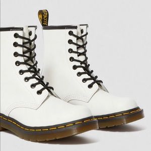 Dr. Martens white lace up leather boots